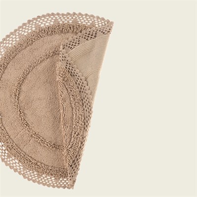 Moon %100 Pamuk Yuvarlak Banyo Paspası | Mocha 120x120 cm