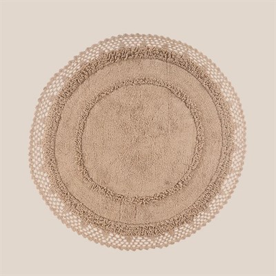 Moon %100 Pamuk Yuvarlak Banyo Paspası | Mocha 120x120 cm