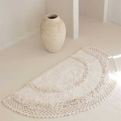 Moon Ekru %100 Pamuk Yarım Ay Banyo Paspası 50x80