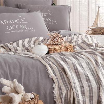 Mystic Ocean Çift Kişilik Nevresimli Pike Takımı Gri