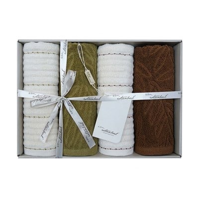 Olive Earth Pamuk 4'lü Yüz Havlusu Seti 50x90 cm - İyi Geceler İstanbul