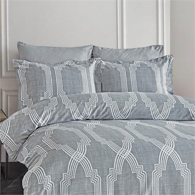 Pamuk Saten Çift Kişilik Nevresim Takımı 200x220 cm - Exxen Gri