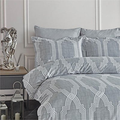 Pamuk Saten Çift Kişilik Nevresim Takımı 200x220 cm - Exxen Gri - İyi Geceler İstanbul