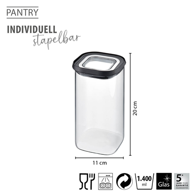 Pantry Erzak Saklama Kabı 1400 Ml 11x11x20 cm
