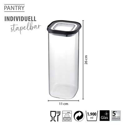 Pantry Erzak Saklama Kabı 1900 Ml 11x11x26 cm