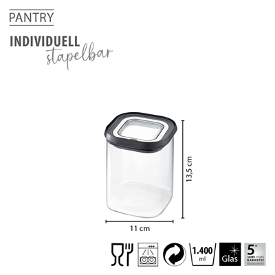 Pantry Erzak Saklama Kabı 900 Ml 11x11x13,5 cm