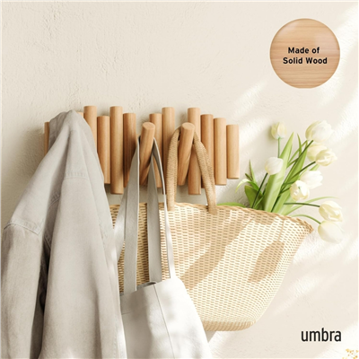 Picket Duvara Monte 5Li Askılık Naturel Renk 38x17x4 cm