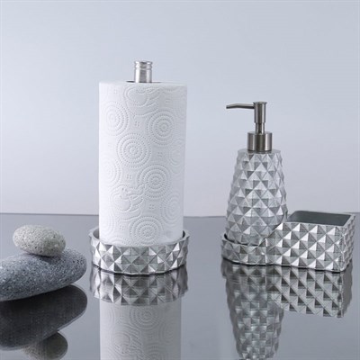 Piramit Mutfak Sıvı Sabunluk Gümüş