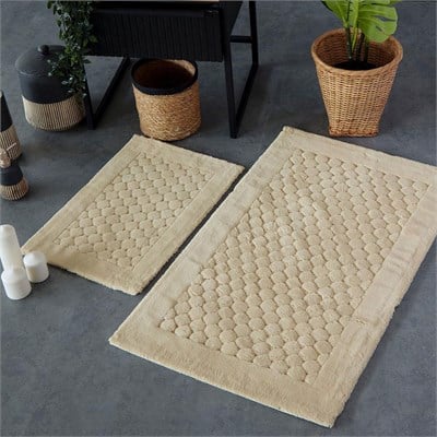 Poil Pamuk 2'li Banyo Paspas Seti 40x60 - 60x100 cm - Bej - İyi Geceler İstanbul