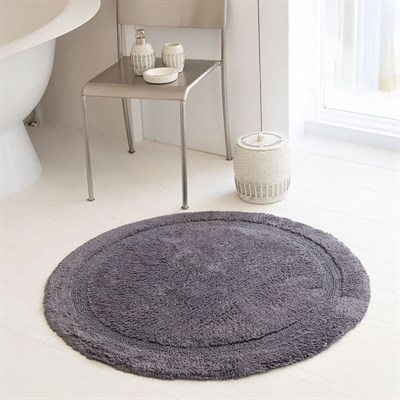 Puffed Antrasit %100 Pamuk Yuvarlak Banyo Paspası 100x100