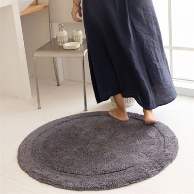 Puffed Antrasit %100 Pamuk Yuvarlak Banyo Paspası 100x100