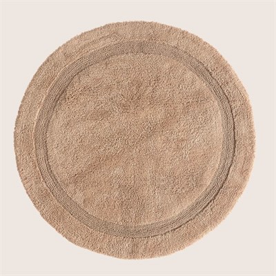 Puffed Bej %100 Pamuk Yuvarlak Banyo Paspası 100x100