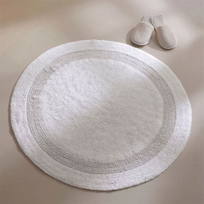 Puffed Ekru %100 Pamuk Yuvarlak Banyo Paspası 100x100