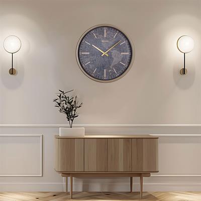 Regal Dünya Haritalı Metal Duvar Saati 51 cm - Vizon Eskitme Gold Büyük Boy Dekoratif Saat