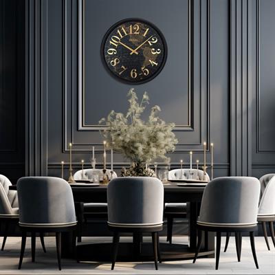 Regal Dünya Haritalı Metal Duvar Saati 51 cm - Eskitme Gold Siyah Büyük Boy Dekoratif Saat