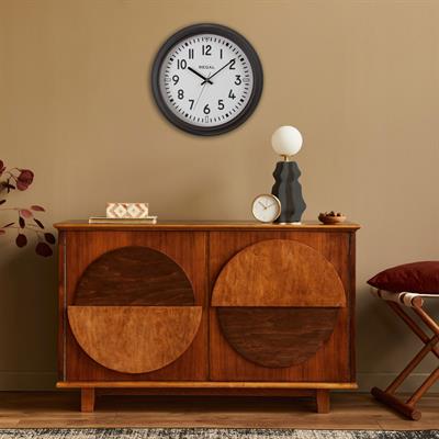 REGAL Klasik Metal Duvar Saati | 40 cm Siyah Sessiz Mekanizma