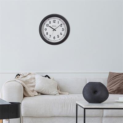 REGAL Klasik Metal Duvar Saati | 40 cm Siyah Sessiz Mekanizma