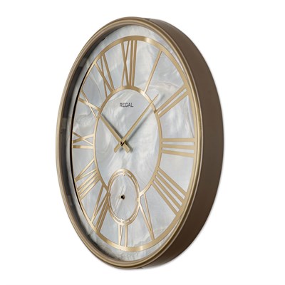 Regal Led Işıklı Modern Metal Büyük Boy Duvar Saati | Gold