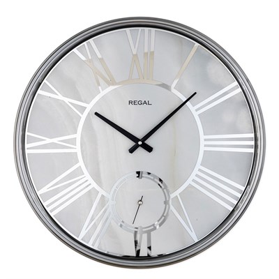 Regal Led Işıklı Modern Metal Büyük Boy Duvar Saati | Gümüş