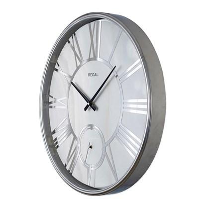 Regal Led Işıklı Modern Metal Büyük Boy Duvar Saati | Gümüş