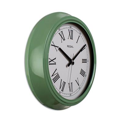 Regal Roma Rakamlı Metal Duvar Saati - Canlı Yeşil Renk Klasik Dekoratif Saat