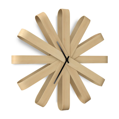 Ribbonwood Duvar Saati Doğal Renk Çap: 50 cm