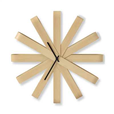 Ribbonwood Duvar Saati Doğal Renk Çap: 50 cm