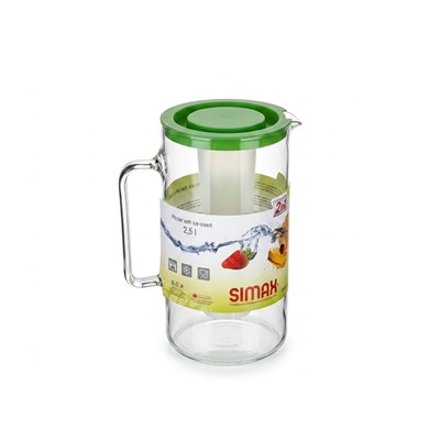 Simax Borosilikat Buz Hazneli Sürahi 2.5 Lt - Yeşil Kapaklı