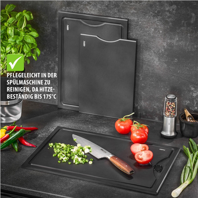 Slıze Orta Boy Kesme Tahtası, Siyah Renk 37x25x0,9 cm
