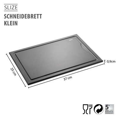 Slıze Orta Boy Kesme Tahtası, Siyah Renk 37x25x0,9 cm