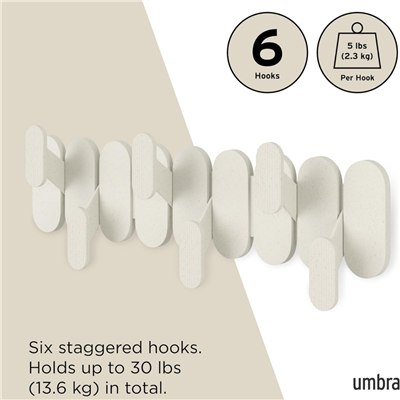 Tempo Duvara Monte 6Lı Askılık Kum Rengi 47x15,7x6,4 cm