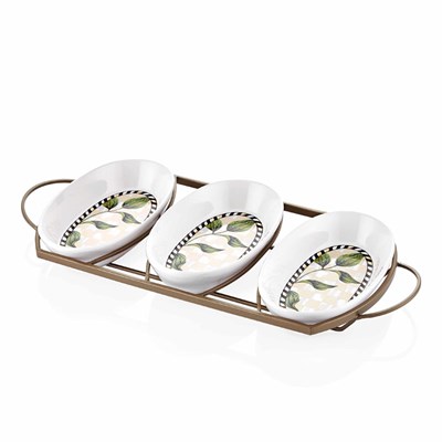 The Mia Jardin Ferforje Oval Servis 3'lü Derin 17 cm - The Mia