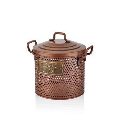 The Mia Patates Soğan Saklama Kabı 30x30x30 cm Bakır