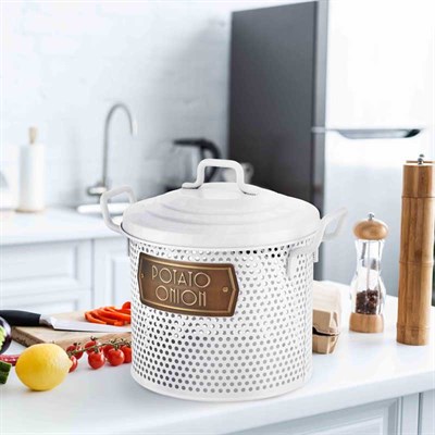 The Mia Patates Soğan Saklama Kabı 30x30x30 cm Beyaz