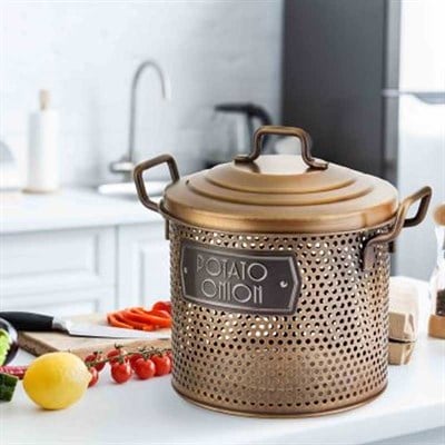 The Mia Patates Soğan Saklama Kabı 30x30x30 cm Gold