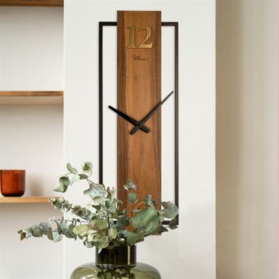 Ultima Modern Ahşap Dikdörtgen Duvar Saati | Açık Kahve