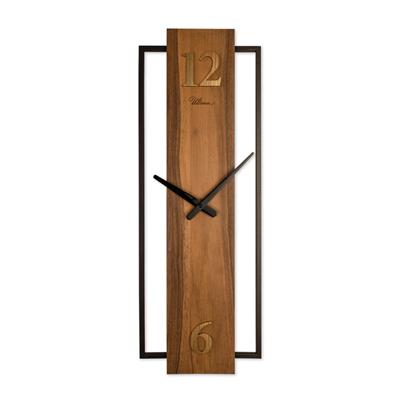 Ultima Modern Ahşap Dikdörtgen Duvar Saati | Açık Kahve