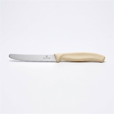 Çamlıca Home Victorinox Swiss Classic 11 cm yuvarlak küt burunlu krem tırtıklı domates ve sofra bıçağı