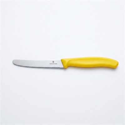 Çamlıca Home Victorinox Swiss Classic 11 cm yuvarlak küt uçlu sarı tırtıklı domates bıçağı