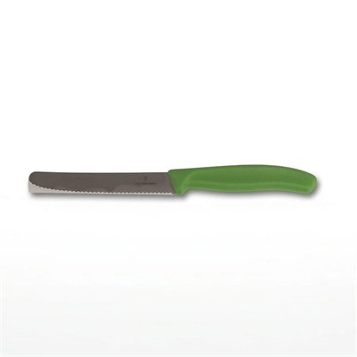 Çamlıca Home Victorinox Swiss Classic 11 cm yuvarlak küt burunlu tırtıklı yeşil domates ve sofra bıçağı