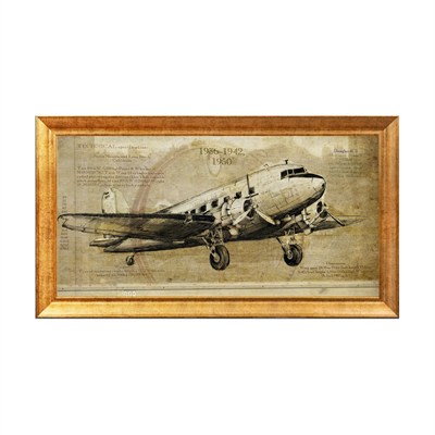 Vintage Douglas DC-3 Uçak Dokulu Duvar Tablosu