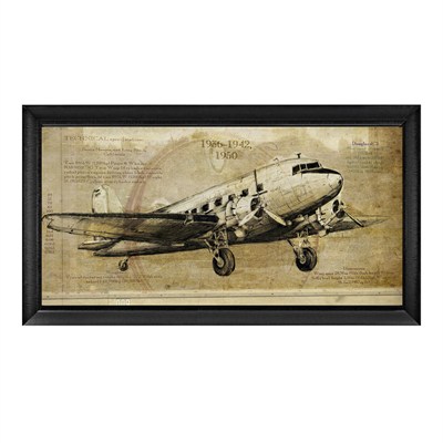 Vintage Douglas DC-3 Uçak Dokulu Duvar Tablosu
