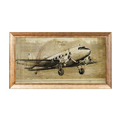 Vintage Douglas DC-3 Uçak Dokulu Duvar Tablosu