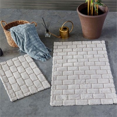 Wall Pamuk 2'li Banyo Paspas Seti 40x60 - 60x100 cm - Gri - İyi Geceler İstanbul