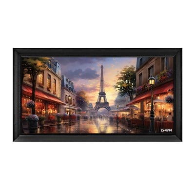 Yağmurlu Paris Caddesi ve Eyfel Kulesi Tablosu