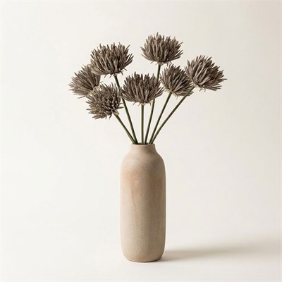 Yapay Allium Çiçeği Gri 46 cm Tek Dal Dekoratif Vazo Çiçeği