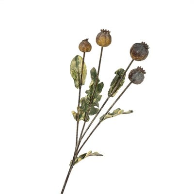 Yapay Haşhaş Kapsülü Dalı Kahve 62 cm