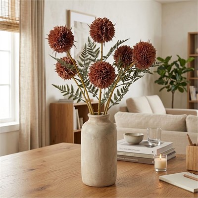 Yapay Krizantem Top Çiçek Dalı Somon 50 cm