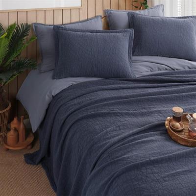 Zen Stone Çift Kişilik Yatak Örtüsü Seti - İndigo - İyi Geceler İstanbul