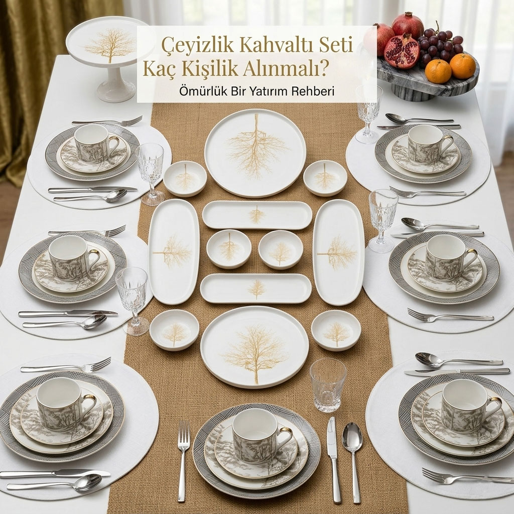 6 ve 12 kişilik altın yaldızlı porselen kahvaltı seti ve modern sofra sunumu rehberi